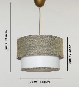 Lustra tip pendul Otoe, metal/bumbac, alb/verde inchis, 30 x 20 x 65 cm - Img 2