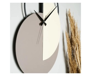 Madeco ceas decorativ de perete, metal 100% grosime 1.5mm, 68x31 cm, diametru 68 cm, mecanism silentios, pictat manual, gri - Verificat A · Re-Bloom - Img 2
