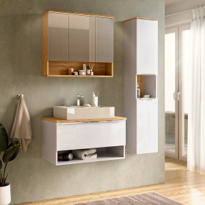 Malba blat mobilier baie 80x48x2 cm, PAL acoperit, decor stejar Wotan - Verificat A · Re-Bloom - Img 3