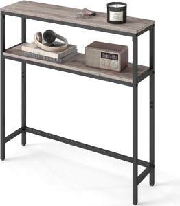 Masa tip consola Vasagle, otel/PAL, negru/maro, 80 x 20 x 80 cm, Resigilat, Grad A