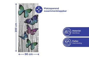 Maximex perdea bambus Butterflies 90x200 cm, 65 fire, protectie insecte intimitate, pliabila, multicolor - Verificat A · Re-Bloom - Img 4