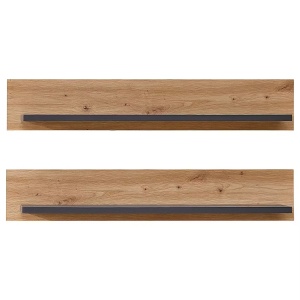 Moosic set 2 rafturi de perete LED 100x15x23 cm, MDF foliat, stejar artizanal/grafit, 12V - Verificat A · Re-Bloom