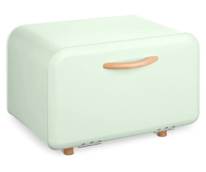Navaris cutie paine metal/lemn, 35.2x23.5x23 cm, deschidere frontala, curatare manuala, verde deschis - Verificat A · Re-Bloom