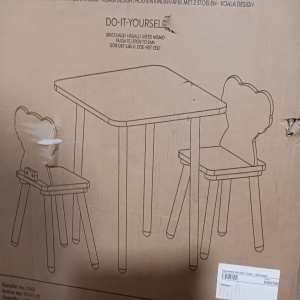 Navaris set masa + 2 scaune copii, MDF/lemn pin, masa 50x50x38cm + scaune 27x27x48cm, 15kg, capacitate 50kg, varsta 3+ ani - Verificat A · Re-Bloom - Img 6