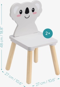 Navaris set masa + 2 scaune copii, MDF/lemn pin, masa 50x50x38cm + scaune 27x27x48cm, 15kg, capacitate 50kg, varsta 3+ ani - Verificat A · Re-Bloom - Img 5