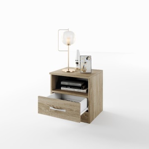 Noptiera Irim Faust, 40x35,5x41 cm, 1 sertar, culoare Sonoma, Resigilat, Grad A - Img 5