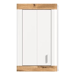 Norbuck dulap suspendat baie, 45x76x20 cm, 1 usa, 1 raft, MDF foliat, PAL foliat, alb/stejar - Verificat A · Re-Bloom - Img 4