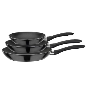 Nova set 3 tigai aluminiu ø20/24/28 cm, acoperire antiaderenta, compatibile inductie, gaz, vitroceramica, negru - Verificat A · Re-Bloom
