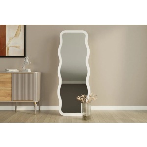 Oglinda de perete Re-Bloom, MDF/sticla, alb, 50 x 160 x 2,2 cm