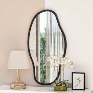 Oglinda decorativa de perete Re-Bloom, MDF/sticla, negru, 45 x 85 x 2,2 cm, Resigilat, Grad A - Img 3