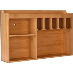 Organizator scule perete 5 sloturi agatare, lemn bambus esenta tare, garaj/atelier/depozit, montare 4 suruburi - Verificat A · Re-Bloom