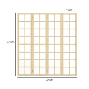 Paravan interior 4 panouri pliabil Re-Bloom, lemn pin/material netesut, 160x170x1.7 cm, pliat 40x170x6.8 cm, lemn natural/alb - Verificat A · Re-Bloom - Img 3