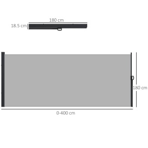 Paravan lateral retractabil Re-Bloom, metal/aluminiu/poliester, 400x180 cm, rulat 180x18.5x9 cm, tesatura 390x172 cm, gri deschis - Verificat A · Re-Bloom - Img 3