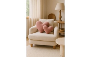 Perna decorativa in forma de inima, poliester/silicon, 42x45 cm, roz - Verificat A · Re-Bloom - Img 3
