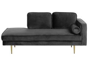 Produs Resigilat Canapea dreapta Re-Bloom Miramas, catifea/metal, 171x79x63 cm, spuma 50 kg/m3, 350 kg, perne incluse, negru - Verificat A