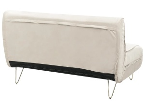Produs Resigilat Canapea extensibila 2 locuri Re-Bloom Vestfold, catifea/fier, 130x80x81 cm, suprafata dormit 200x130 cm, 2 perne, auriu/bej - Verificat A - Img 2