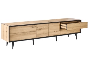 Produs Resigilat Comoda TV Re-Bloom Silverton, MDF/PAL/fier, 180x37x46 cm, 1 raft, 50 kg, natur/negru - Verificat A - Img 4