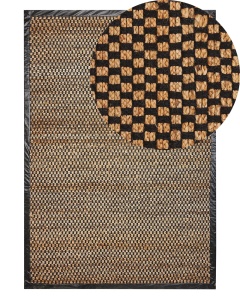 Produs Resigilat Covor Re-Bloom Gerce, iuta/bumbac/piele, 140x200 cm, design atemporal, maro/negru - Verificat A - Img 2