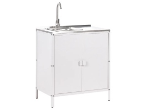 Produs Resigilat Dulap bucatarie exterior cu chiuveta Re-Bloom Vilama, otel/inox, 80x50x90 cm, bazin 38x33x18 cm, robinet inclus, alb/argintiu - Verificat A