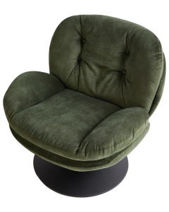 Produs Resigilat Fotoliu rotativ Re-Bloom Nolvik, catifea/otel, 82x85x82 cm, rotire 360°, spuma, 250 kg, verde inchis/negru - Verificat B - Img 5