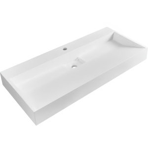 Produs Resigilat Lavoar suspendat Re-Bloom Quenko, ceramica, 100x46x12 cm, dreptunghiular, gaura robinet, alb - Verificat A