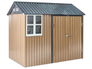 Produs Resigilat Magazie de depozitare Re-Bloom Nocciano, otel/sintetic, 248x161x218 cm, rezistenta UV, maro/negru - Verificat A