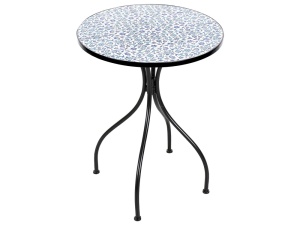Produs Resigilat Masa bistro Re-Bloom Chapeco, fier/ceramica, 60x60x75 cm, 2 persoane, 50 kg, albastru/alb/negru - Verificat A