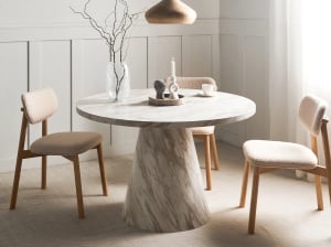 Produs Resigilat Masa de dining Re-Bloom Mere, MDF, 120x120x74 cm, 4 persoane, 120 kg, alb/gri - Verificat A - Img 2