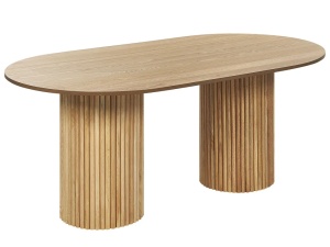 Produs Resigilat Masa de sufragerie ovala Re-Bloom Sheridan, MDF/lemn cauciuc, 180x100x76 cm, 6 persoane, 180 kg, natur - Verificat A