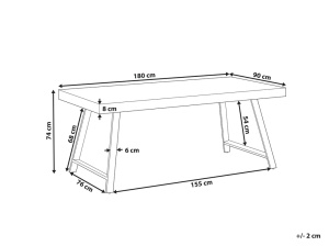Produs Resigilat Masa de sufragerie Re-Bloom Warton, lemn de pin/MDF/fier, 180x90x74 cm, 8 persoane, 200 kg, maro inchis/negru - Verificat A - Img 6