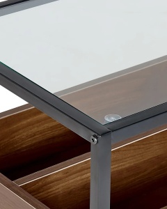 Produs Resigilat Masa tip consola Re-Bloom Waco, fier/sticla securizata/PAL, 110x40x80 cm, 30 kg, maro/negru - Verificat A - Img 5