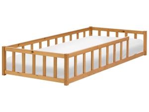 Produs Resigilat Pat copii Re-Bloom Meymac, lemn de pin, 90x200 cm, somiera 15 lamele, inaltime 36 cm, natur - Verificat A