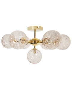 Produs Resigilat Plafoniera Re-Bloom Anadyr, sticla/metal, 52x52x28 cm, 7 lumini G9 max 25W, 230V, bec neinclus, auriu - Verificat A