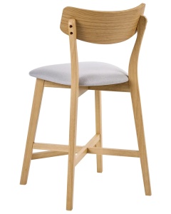 Produs Resigilat Set 2 scaune de bar Re-Bloom Hope, lemn cauciuc/textil, 49x54x93 cm, 110 kg, natur/gri - Verificat A - Img 5