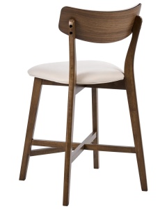 Produs Resigilat Set 2 scaune de bar Re-Bloom Yuma, lemn cauciuc/MDF/textil, 50x54x93 cm, spuma, 110 kg, alb/maro inchis - Verificat A - Img 5