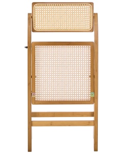 Produs Resigilat Set 2 scaune de masa pliabile Re-Bloom Modane, bambus/ratan PE, 45x54x83 cm, 150 kg, bej/maro - Verificat A - Img 4