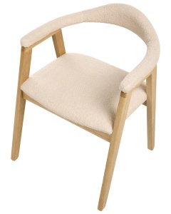 Produs Resigilat Set 2 scaune de masa Re-Bloom Oneco, lemn cauciuc/MDF/textil, 56x62x72 cm, 100 kg, natur/bej - Verificat A - Img 4
