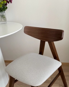 Produs Resigilat Set 2 scaune Re-Bloom Lacota, lemn cauciuc/MDF/textil, 50x58x77 cm, 120 kg, stil retro, maro inchis/gri - Verificat A - Img 3