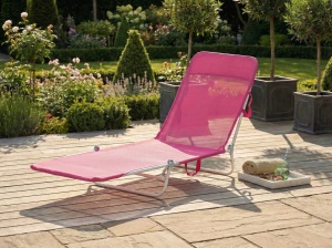 Produs Resigilat Sezlong extensibil Re-Bloom Kastoria, plasa/PVC/otel, 52x185x20-80 cm, 120 kg, fuchsia - Verificat A - Img 2