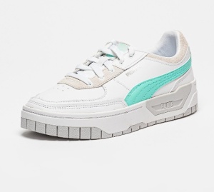 Puma, Pantofi sport cu garnituri din piele si piele intoarsa Cali Dream, Verde, Alb, 36, Resigilat, Grad A