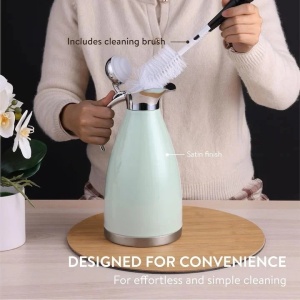 Pykal termos tip carafa 2L, otel inoxidabil, pereti dubli izolati vid, mentine temperatura 24h, perie curatare inclusa, verde - Verificat A · Re-Bloom - Img 3
