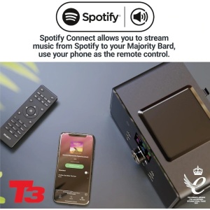 Radio internet global Bluetooth DAB+, Majority, 2.1, cu subwoofer integrat, 100 W, Radio FM, Spotify Connect, telecomanda, negru, Resigilat, Grad A - Img 2