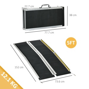 Rampa pliabila pentru persoanele in scaun rulant Re-Bloom, aliaj de aluminiu, negru, 152 x 73,6 x 5,1 cm, Resigilat, Grad A - Img 2