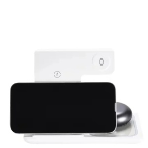 ReadeREST statie de incarcare wireless 3 in 1, telefon, casti si smartwatch, compatibil iPhone, Android, AirPods, Apple Watch, Samsung, Huawei, Xiaomi, alb - Verificat A · Re-Bloom - Img 5