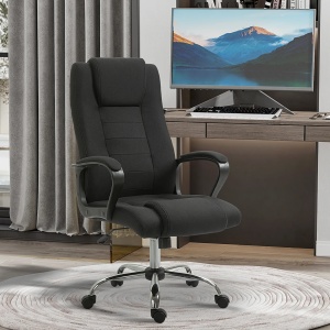 Scaun birou ergonomic basculant si captusit, inaltime reglabila, spatar inalt cu cotiere, 5 roti, 62x76x110-119cm, Negru - Verificat A · Re-Bloom - Img 2