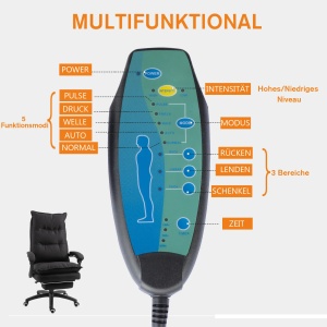 Scaun birou ergonomic cu masaj, 6 puncte, inaltime reglabila, textil in, Negru - Verificat A · Re-Bloom - Img 6