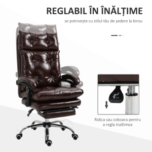 Scaun birou ergonomic cu suport picioare detasabil, inaltime reglabila, PU, Maro - Verificat A · Re-Bloom - Img 4