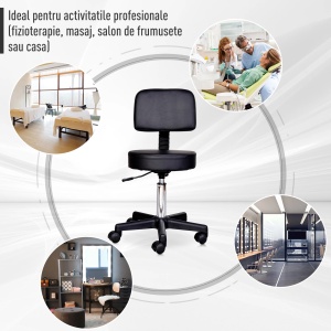 Scaun de birou rotativ Re-Bloom, piele PU/metal/plastic, negru/argintiu, 35 x 72-84 cm, Resigilat, Grad A - Img 5