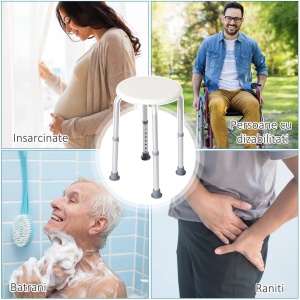 Scaun de dus reglabil, pentru varstnici/persoane cu dizabilitati, aliaj de aluminiu/plastic, alb, 32,5 x 32,5 x 35,5-54 cm, Resigilat, Grad A - Img 3