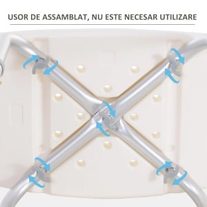 Scaun dus antiderapant, inaltime reglabila 8 niveluri, cadru aluminiu, Alb/Argintiu - Verificat A · Re-Bloom - Img 6